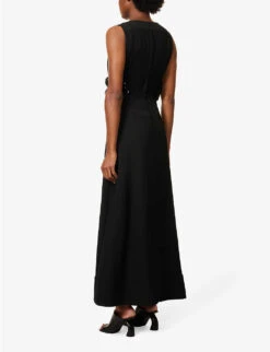Jil Sander Cut-out Pleated Woven Maxi Dress -Ted Baker Store R04159723 BLACK ALT03