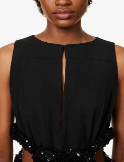 Jil Sander Cut-out Pleated Woven Maxi Dress -Ted Baker Store R04159723 BLACK ALT04