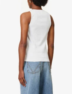 Bottega Veneta Round-neck Ribbed-jersey Cotton-blend Tank Top -Ted Baker Store R04159964 CHALK ALT03