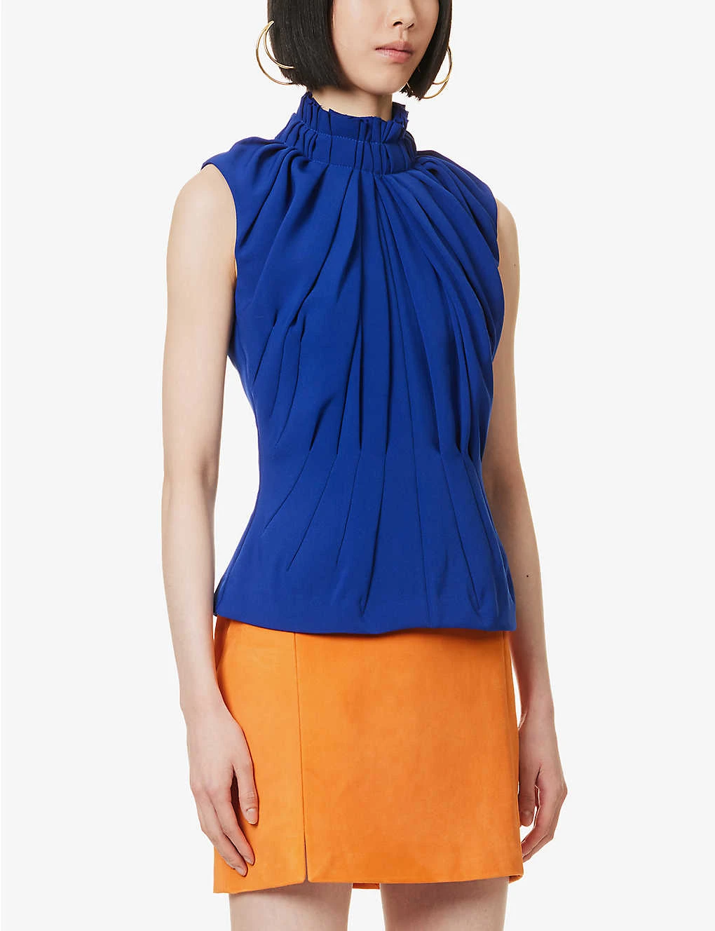 High-neck Pleated Woven Top 5 High-neck Pleated Woven Top - Image 3