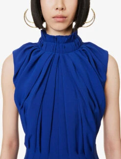High-neck Pleated Woven Top 11 High-neck Pleated Woven Top -Ted Baker Store R04160110 BLUE ALT04