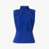 High-neck Pleated Woven Top