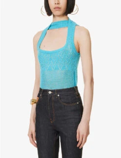 Scoop-neck Sleeveless Knitted Body -Ted Baker Store R04160115 CYAN ALT02