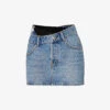 ALEXANDER WANG Asymmetric-waistband Logo-embellished Denim Mini Skirt -Ted Baker Store R04160702 VINTAGELIGHTINDIGO M