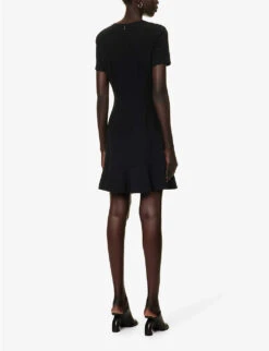 STELLA MCCARTNEY Ruffle-trim Crepe-texture Stretch-woven Mini Dress -Ted Baker Store R04160806 BLACK ALT03