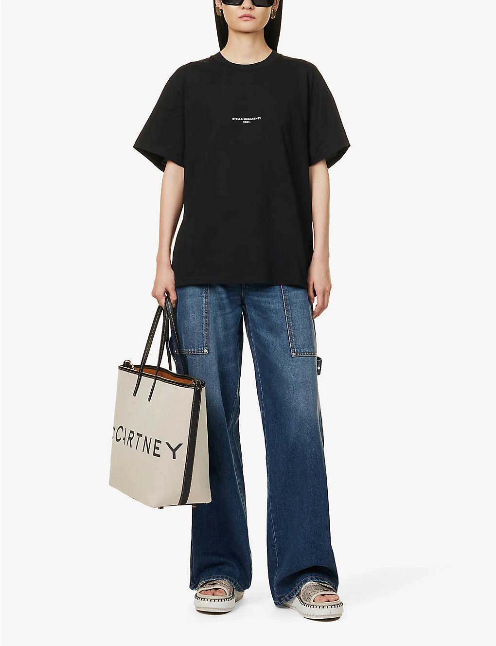 STELLA MCCARTNEY Brand-print Ribbed-trim Cotton-jersey T-shirt 4 STELLA MCCARTNEY Brand-print Ribbed-trim Cotton-jersey T-shirt - Image 2