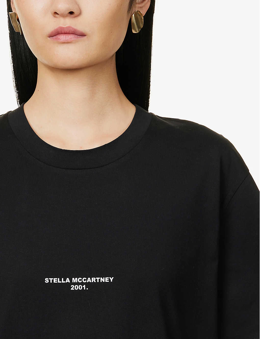 STELLA MCCARTNEY Brand-print Ribbed-trim Cotton-jersey T-shirt 7 STELLA MCCARTNEY Brand-print Ribbed-trim Cotton-jersey T-shirt - Image 5