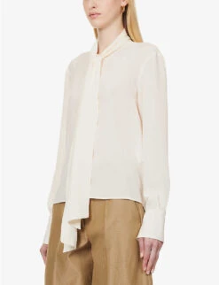 STELLA MCCARTNEY Semi-sheer Buttoned-cuff Silk Shirt -Ted Baker Store R04160813 NATURAL ALT02