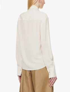 STELLA MCCARTNEY Semi-sheer Buttoned-cuff Silk Shirt -Ted Baker Store R04160813 NATURAL ALT03