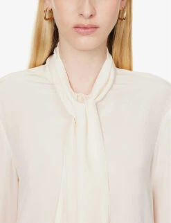 STELLA MCCARTNEY Semi-sheer Buttoned-cuff Silk Shirt -Ted Baker Store R04160813 NATURAL ALT04