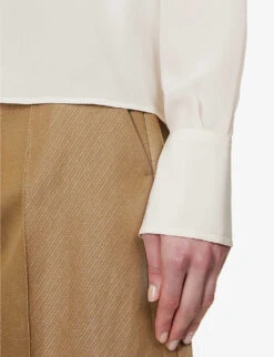 STELLA MCCARTNEY Semi-sheer Buttoned-cuff Silk Shirt -Ted Baker Store R04160813 NATURAL ALT05
