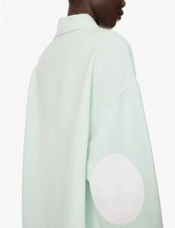 Spread-collar Contrast-patch Stretch-wool Blend Shirt -Ted Baker Store R04161048 MINT ALT05