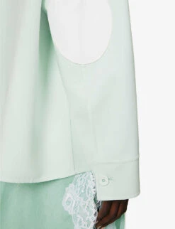 Spread-collar Contrast-patch Stretch-wool Blend Shirt -Ted Baker Store R04161048 MINT ALT06