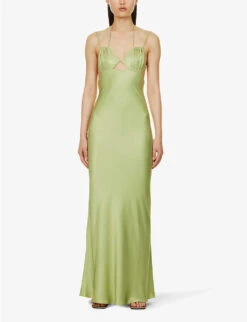 BEC + BRIDGE Kai Cut-out Satin Maxi Dress 9 BEC + BRIDGE Kai Cut-out Satin Maxi Dress -Ted Baker Store R04161119 PEARSORBET ALT02