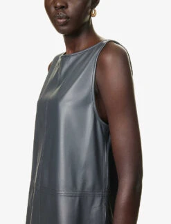 Max Mara Sagoma Split-hem Faux-leather Top -Ted Baker Store R04161470 MEDIUMGREY ALT04