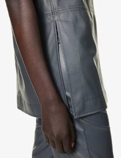 Max Mara Sagoma Split-hem Faux-leather Top -Ted Baker Store R04161470 MEDIUMGREY ALT05