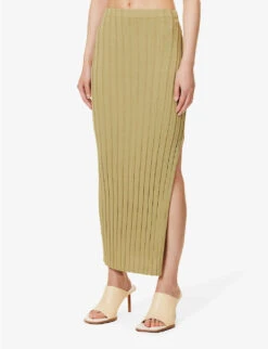 Auden Ribbed Knitted Maxi Skirt -Ted Baker Store R04161607 OLIVE ALT02