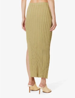 Auden Ribbed Knitted Maxi Skirt -Ted Baker Store R04161607 OLIVE ALT03