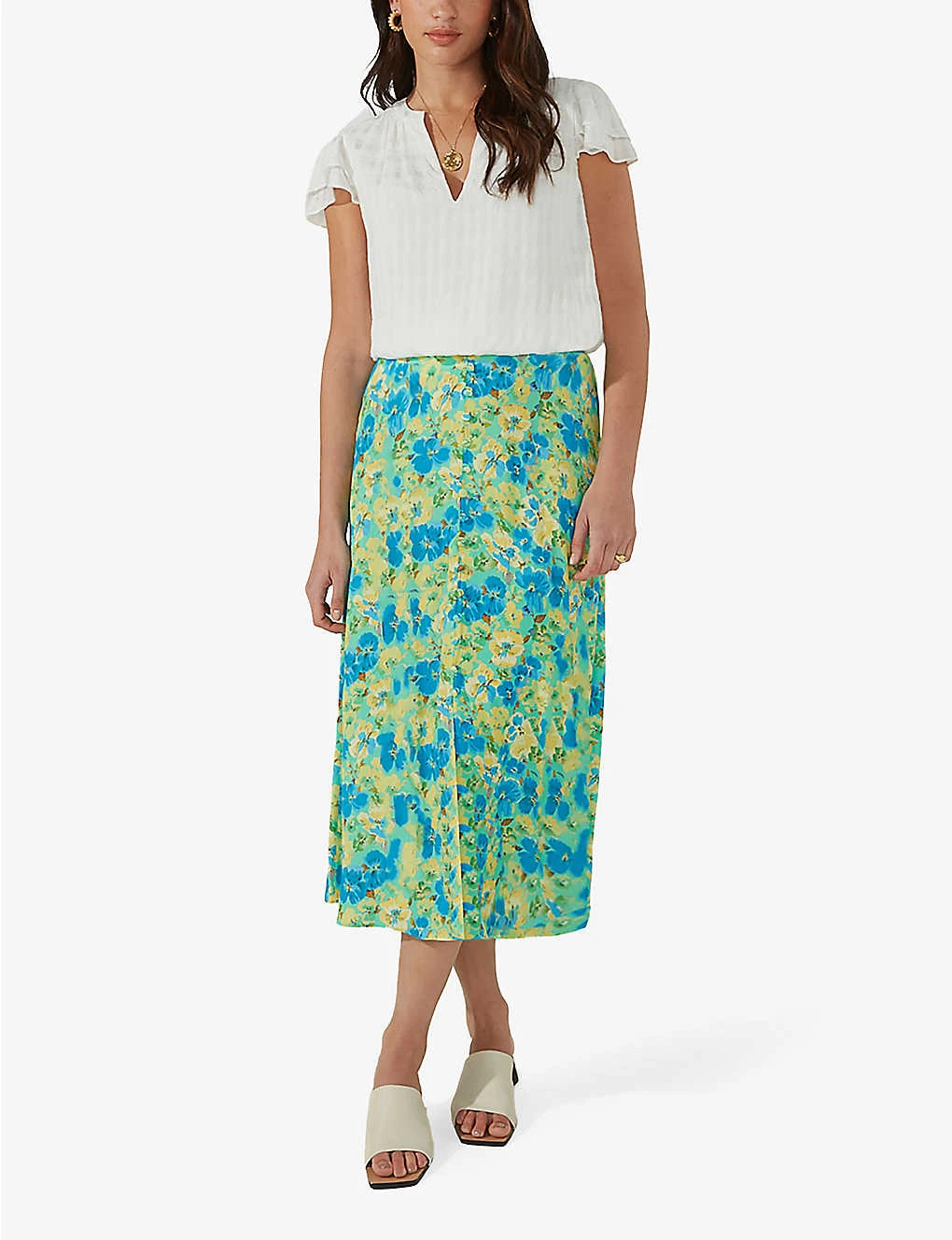 Floral-print Button-front Woven Midi Skirt 4 Floral-print Button-front Woven Midi Skirt - Image 2