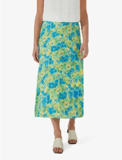 Floral-print Button-front Woven Midi Skirt 8 Floral-print Button-front Woven Midi Skirt -Ted Baker Store R04161770 GREEN ALT02