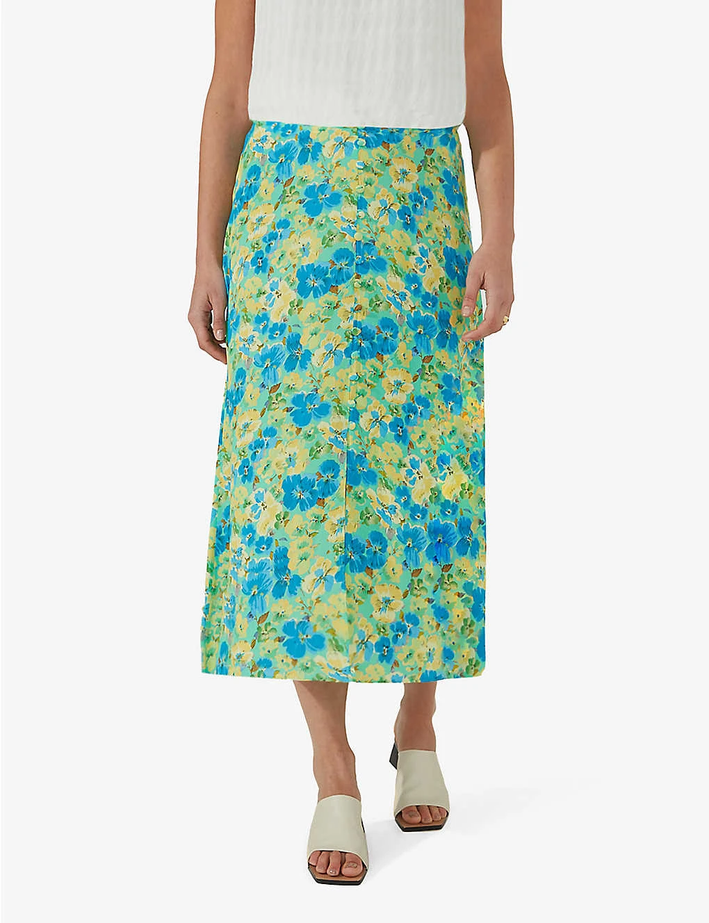 Floral-print Button-front Woven Midi Skirt 5 Floral-print Button-front Woven Midi Skirt - Image 3
