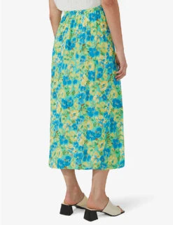 Floral-print Button-front Woven Midi Skirt 9 Floral-print Button-front Woven Midi Skirt -Ted Baker Store R04161770 GREEN ALT03