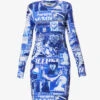 MOSCHINO Graphic-print Long-sleeved Stretch-cotton Mini Dress 2 MOSCHINO Graphic-print Long-sleeved Stretch-cotton Mini Dress -Ted Baker Store R04162974 FANTASYPRINTBLUE M