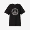 MOSCHINO Rhinestone-embellished Relaxed-fit Cotton T-shirt 2 MOSCHINO Rhinestone-embellished Relaxed-fit Cotton T-shirt -Ted Baker Store R04162979 BLACK M
