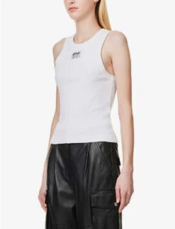 MOSCHINO Logo-print Slim-fit Stretch Cotton Top -Ted Baker Store R04162981 FANTASYPRINTWHITE ALT02