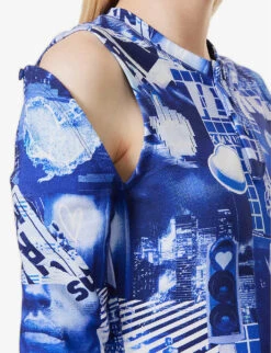 MOSCHINO Graphic-print Exposed-shoulder Stretch-cotton Body -Ted Baker Store R04162982 FANTASYPRINTBLUE ALT04