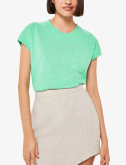 Whistles Ember Patch-pocket Cotton And Linen T-shirt -Ted Baker Store R04164049 GREEN ALT02