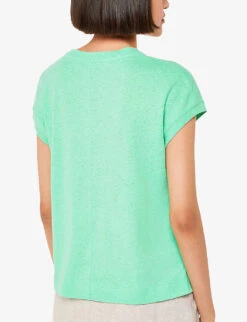 Whistles Ember Patch-pocket Cotton And Linen T-shirt -Ted Baker Store R04164049 GREEN ALT03