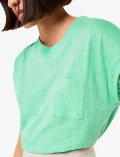 Whistles Ember Patch-pocket Cotton And Linen T-shirt -Ted Baker Store R04164049 GREEN ALT04