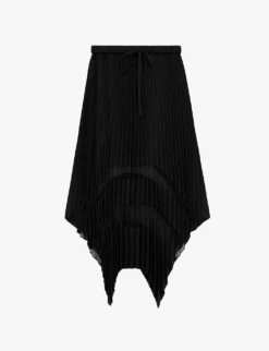 THE KOOPLES Sheer-panel Asymmetric-hem Woven Midi Skirt
