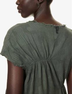 Asymmetric Jacquard-texture Cotton Midi Dress 11 Asymmetric Jacquard-texture Cotton Midi Dress -Ted Baker Store R04164417 SALVIA ALT04