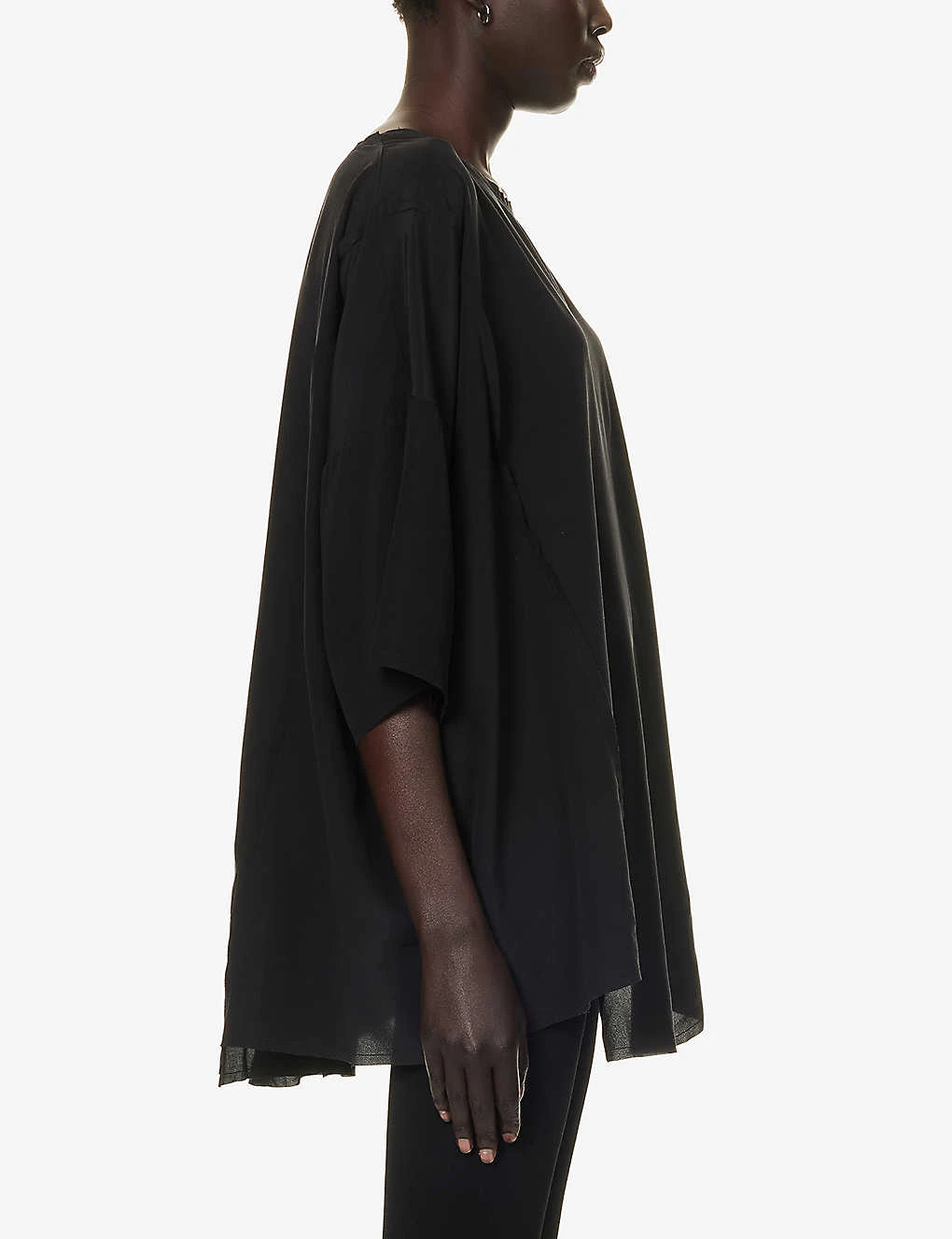 Short-sleeved Relaxed-fit Stretch-silk Top 5 Short-sleeved Relaxed-fit Stretch-silk Top - Image 3