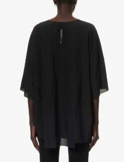 Short-sleeved Relaxed-fit Stretch-silk Top 10 Short-sleeved Relaxed-fit Stretch-silk Top -Ted Baker Store R04164423 BLACK ALT03