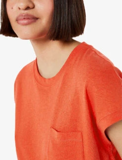 Whistles Ember Patch Pocket Linen And Cotton T-shirt -Ted Baker Store R04165061 RED ALT04