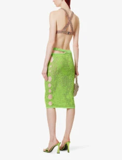 Cut-out Slim-fit Cotton-blend Midi Skirt 9 Cut-out Slim-fit Cotton-blend Midi Skirt -Ted Baker Store R04165256 GREEN ALT01