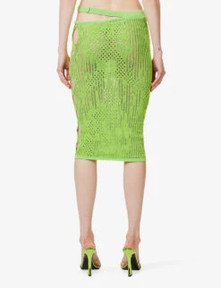 Cut-out Slim-fit Cotton-blend Midi Skirt 11 Cut-out Slim-fit Cotton-blend Midi Skirt -Ted Baker Store R04165256 GREEN ALT03