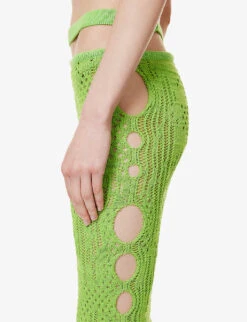 Cut-out Slim-fit Cotton-blend Midi Skirt 12 Cut-out Slim-fit Cotton-blend Midi Skirt -Ted Baker Store R04165256 GREEN ALT04