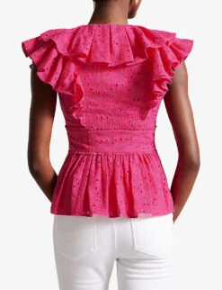Ted Baker Mazieh Broderie-embroidered Cotton Top 9 Ted Baker Mazieh Broderie-embroidered Cotton Top -Ted Baker Store R04165581 BRTPINK ALT03