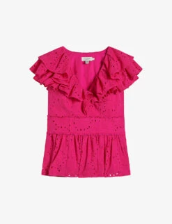 Ted Baker Mazieh Broderie-embroidered Cotton Top