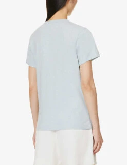 Fox-embroidered Short-sleeved Cotton-jersey T-shirt -Ted Baker Store R04166213 BLUEHAZEMELANGE ALT03