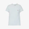 Fox-embroidered Short-sleeved Cotton-jersey T-shirt -Ted Baker Store R04166213 BLUEHAZEMELANGE M