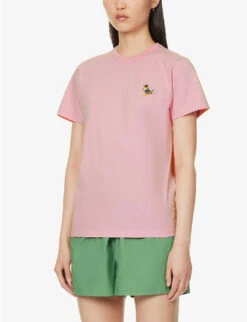 Brand-appliqué Ribbed-trim Cotton-jersey T-shirt 9 Brand-appliqué Ribbed-trim Cotton-jersey T-shirt -Ted Baker Store R04166214 DUSTYROSE ALT02