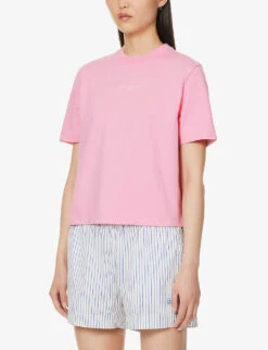 Brand-embroidery Boxy-fit Cotton-jersey T-shirt 9 Brand-embroidery Boxy-fit Cotton-jersey T-shirt -Ted Baker Store R04166219 DUSTYROSE ALT02