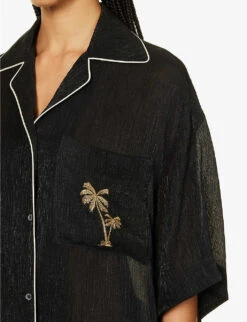 Palm Angels Logo-embroidered Relaxed-fit Woven Shirt -Ted Baker Store R04166271 BLACKGOLD ALT04