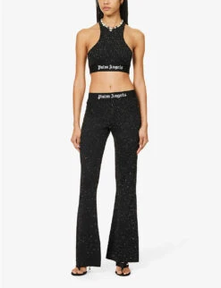 Palm Angels Logo-print Sequin-embellished Woven Top 8 Palm Angels Logo-print Sequin-embellished Woven Top -Ted Baker Store R04166273 BLACKWHITE ALT01