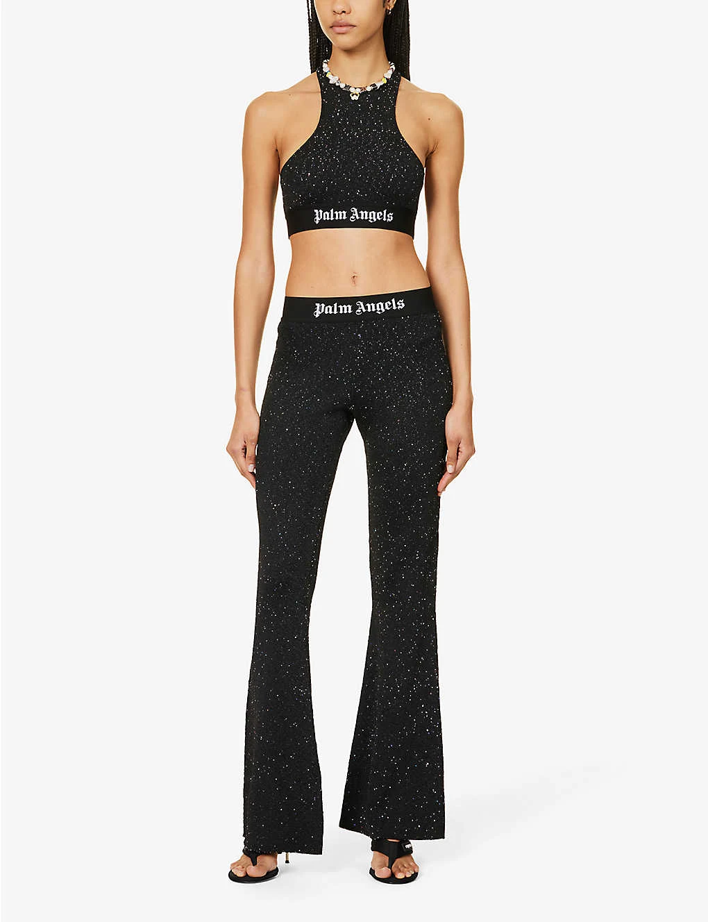 Palm Angels Logo-print Sequin-embellished Woven Top 4 Palm Angels Logo-print Sequin-embellished Woven Top - Image 2